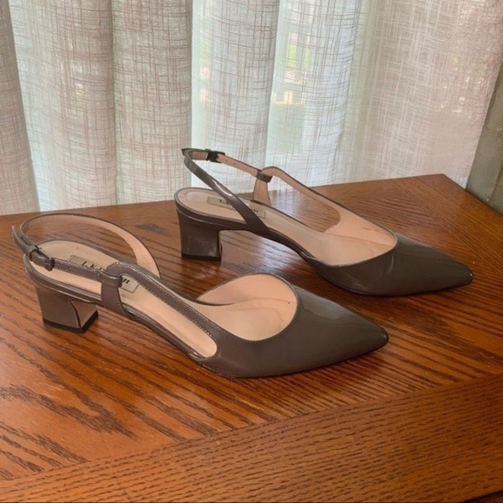 LK Bennet Gray Chunky Heel Sling backs  Size 10